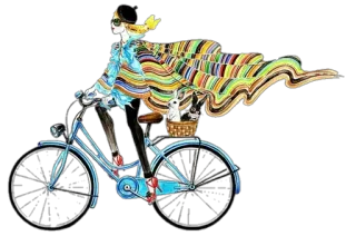 ☺️ 6c21959e femme, vélo, mode, illustration, style, art, animaux whatsapp sticker