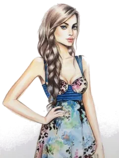 😒 94fdef43 femme, mode, robe, beauté, illustration whatsapp sticker