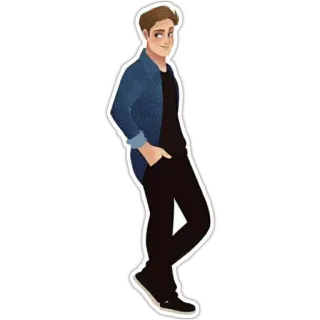 😏 96a61ec0 homme, masculin, veste en jean, décontracté, personnage, illustration, autocollant whatsapp sticker