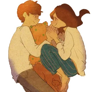 🖐 260d1443 pareja, amor, romance, lindo, relación, cariño, almohada telegram sticker