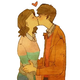 😘 3ece94a5 beso, amor, pareja, dibujos animados, relación, cariño telegram sticker