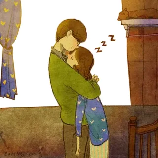 😴 5eeed793 ZZZ pareja, abrazo, dormir, amor, doméstico telegram sticker