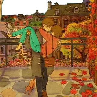 😴 c705966e amor, pareja, otoño, romance, relación, lindo telegram sticker