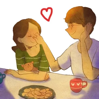 ☺️ d674764e pareja, amor, dibujos animados, corazón, relación, lindo telegram sticker