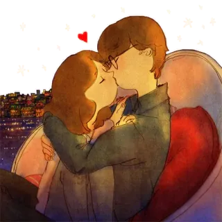 😌 0e4d905e baiser, amour, couple, relation, mignon, cœur, romance whatsapp sticker