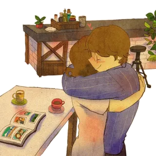 🤗 8f2689dd amour, couple, câlin, relation, dessin animé, affection whatsapp sticker