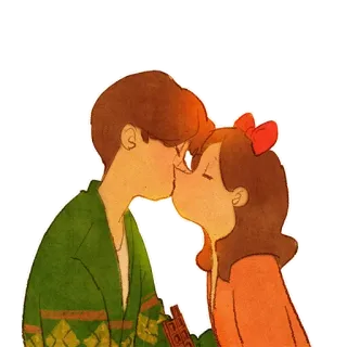 😘 a4c7bbfe amour, baiser, couple, relation, dessin animé, romance whatsapp sticker