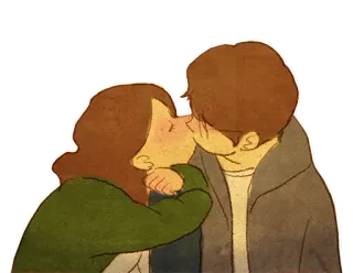 😙 ee6dc75e baiser, amour, couple, romance, affection whatsapp sticker