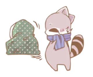 🙁 11193f53 Dibujo animado, Animal, Personaje, Triste, Llorando, Mapache, Bufanda whatsapp sticker