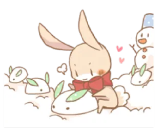 🐰 30bc4372 conejo, conejito, muñeco de nieve, invierno, lindo, nieve whatsapp sticker