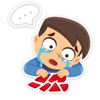 💖 1f7eeb78 哭泣, 悲伤, 难过, 卡通, 孩子, 拼图, 坏了 telegram sticker