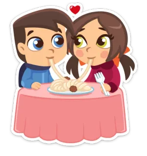 💖 938bc621 情侣, 爱, 意大利面, 晚餐, 浪漫, 卡通 telegram sticker