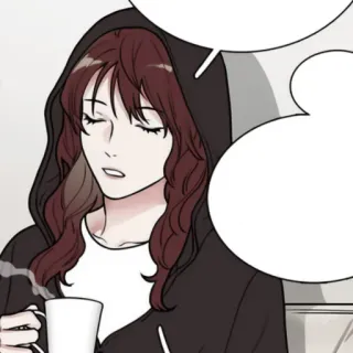 🥢 915b4160 kobieta, kawa, bluza z kapturem, relaks, kreskówka, rysunek telegram sticker