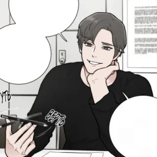 🕯 f21d1a69 УУТЬ ВЕРТЬ mężczyzna, rysunek, biuro, dymek telegram sticker