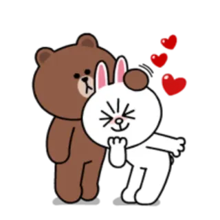 💞 529e7183 Brown かわいい, 愛, クマ, ウサギ, ハート telegram sticker