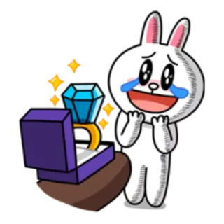 🔮 b57cecbe ウサギ, 泣く, ダイヤモンドリング, プロポーズ, 愛 telegram sticker