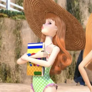 😠 54f6a4f4 Барби, отпуск, лето, кукла, пляж telegram sticker