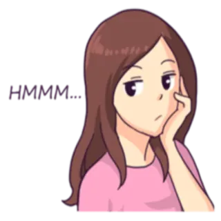 😐 0e0af30a HMMM... denken, frau, comic, hm, nachdenklich, überlegen whatsapp sticker