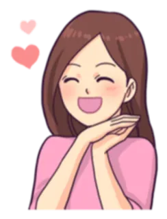 😊 3419dcde Frau, Cartoon, Herzen, Fröhlich, Süß, Mädchen, Kawaii, Liebe whatsapp sticker