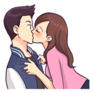💋 41dd0486 Kuss, Paar, Liebe, Romantik, Zuneigung, Cartoon, Beziehung whatsapp sticker