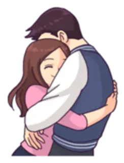 ❤️ 51904bc8 Umarmung, Zuneigung, Paar, Liebe, Cartoon, Romantik whatsapp sticker