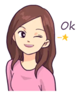 👌 65d5fb12 ok Mädchen, Zwinkern, Okay, Frau, Zustimmung, Süß whatsapp sticker