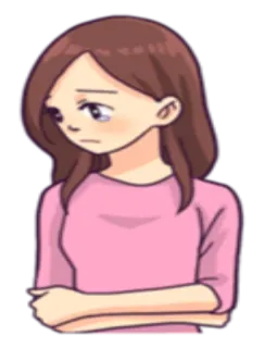 😢 88f1fa6a Frau, Cartoon, traurig, verärgert, rosa Hemd whatsapp sticker