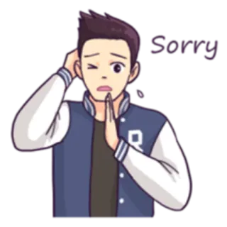 🙏 9bdc92a3 Sorry entschuldigung, sorry, cartoon, figur, junge, ausdruck whatsapp sticker