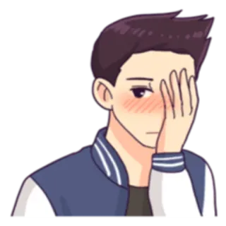 ☺️ a8cad06e schüchtern, erröten, verlegen, Anime, Cartoon, Mann, Geste whatsapp sticker