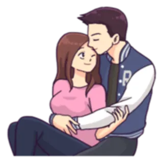 ❤️ bd000462 Paar, Romantik, Liebe, Umarmung, Cartoon, Zuneigung whatsapp sticker