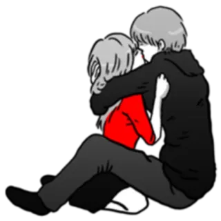 💝 39956633 abrazo, pareja, afecto, dibujos animados, romance, abrazar whatsapp sticker