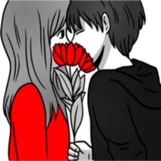 💐 cfd59690 amor, pareja, flores, romance, dibujos animados, anime whatsapp sticker
