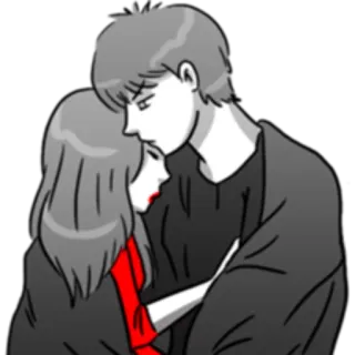 💑 d082097f abrazo, pareja, amor, abrazo, cariño, dibujo animado whatsapp sticker