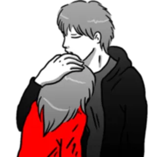 💑 f21fc5e2 abrazo, afecto, amor, pareja, dibujos animados whatsapp sticker