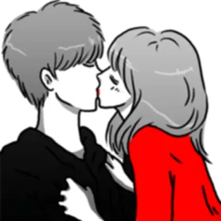 💋 fb0d0bba beso, amor, pareja, romance, dibujos animados, cariño, relación whatsapp sticker