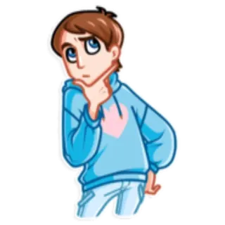 🤔 d43e5907 thinking, pondering, boy, cartoon, character whatsapp sticker
