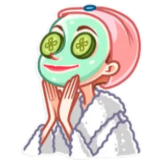 👱‍♀ df8ca3dd spa, beauty, facial, mask, cucumber, relaxation whatsapp sticker