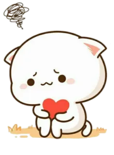 😔 c52946b9 кот, сердце, грустный, милый, мультфильм telegram sticker