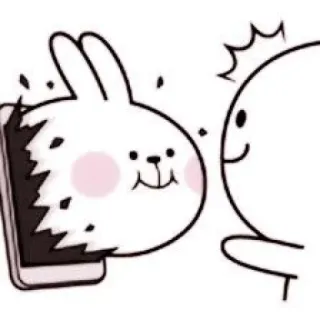 💗 196a2621 cartoon, rabbit, phone, sticker, cute, animal whatsapp sticker
