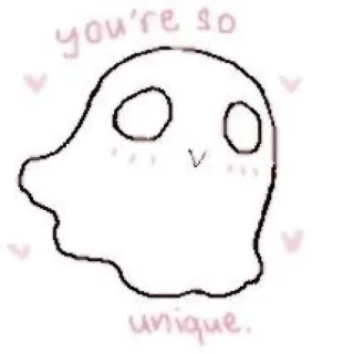 💗 b21cd092 you're so unique. ghost, cute, unique, kawaii, pink, heart whatsapp sticker