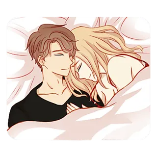 😴 c885f532 pareja, amor, dormir, romántico, dibujos animados, anime, cama telegram sticker