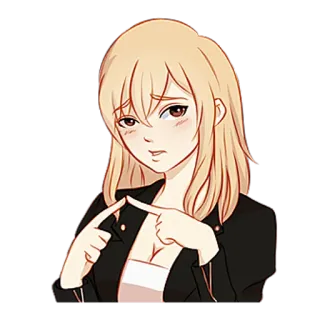😏 f990a0b3 anime, chica, pelo rubio, mujer, coqueta, linda telegram sticker