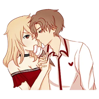 😘 cbd1d87a anime, couple, romance, kiss, love, cartoon, intimate, affection telegram sticker