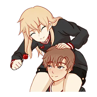 ☺️ cc26c5fa anime, cartoon, characters, cute, piggyback, lollipop, friends telegram sticker