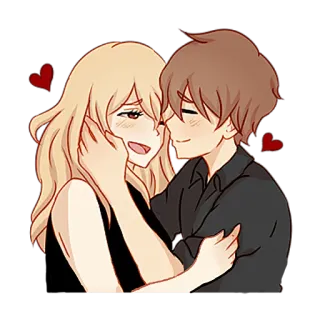 💜 d2f1a6d8 cartoon, couple, love, romance, affection, anime telegram sticker