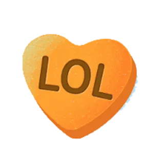 ❤ 71b4bd5b LOL LOL, candy, heart, sweet, joke, laugh, orange telegram sticker