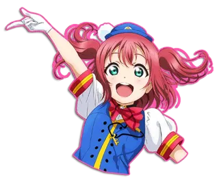 😃 69d82a8b Ruby Kurosawa Love Live! Sunshine!! Anime, Idole, Mignon, Fille, Cheveux Rouges, Uniforme, Souriant, Joyeux telegram sticker