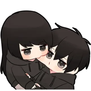 ❤️ 74e705ae pasangan, cinta, imut, peluk, kartun, chibi telegram sticker