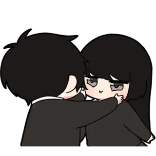 🖤 77b3c378 kartun, pasangan, cinta, kasih sayang, chibi telegram sticker