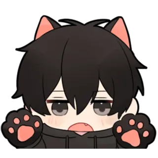 🖤 fba65258 kucing, anime, lucu, kawaii, hewan, telinga telegram sticker